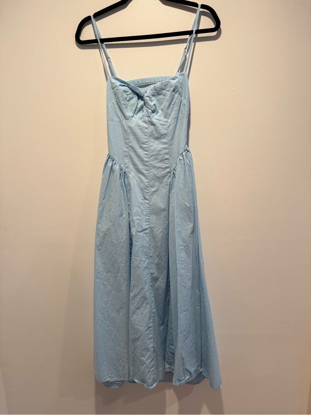 Light Blue Spaghetti Strap Midi Dress